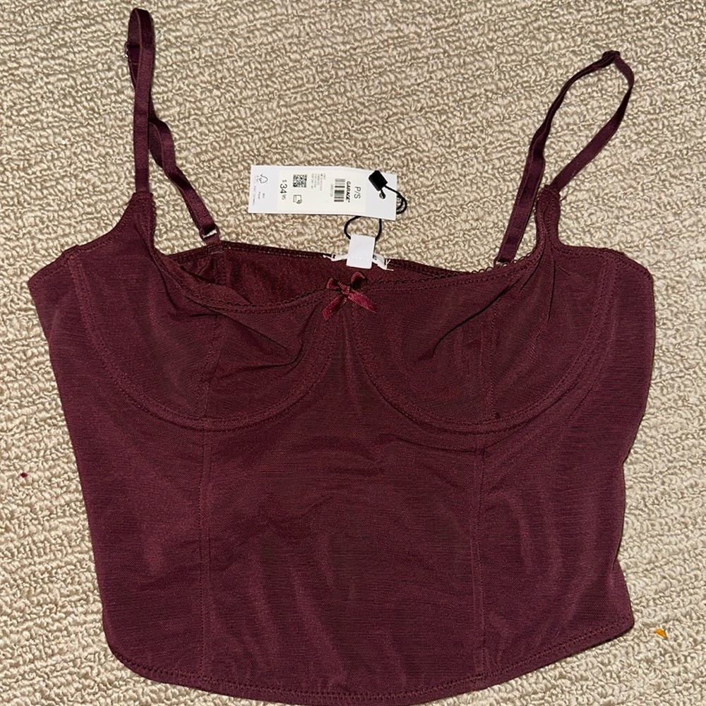 garage corset top - burgundy